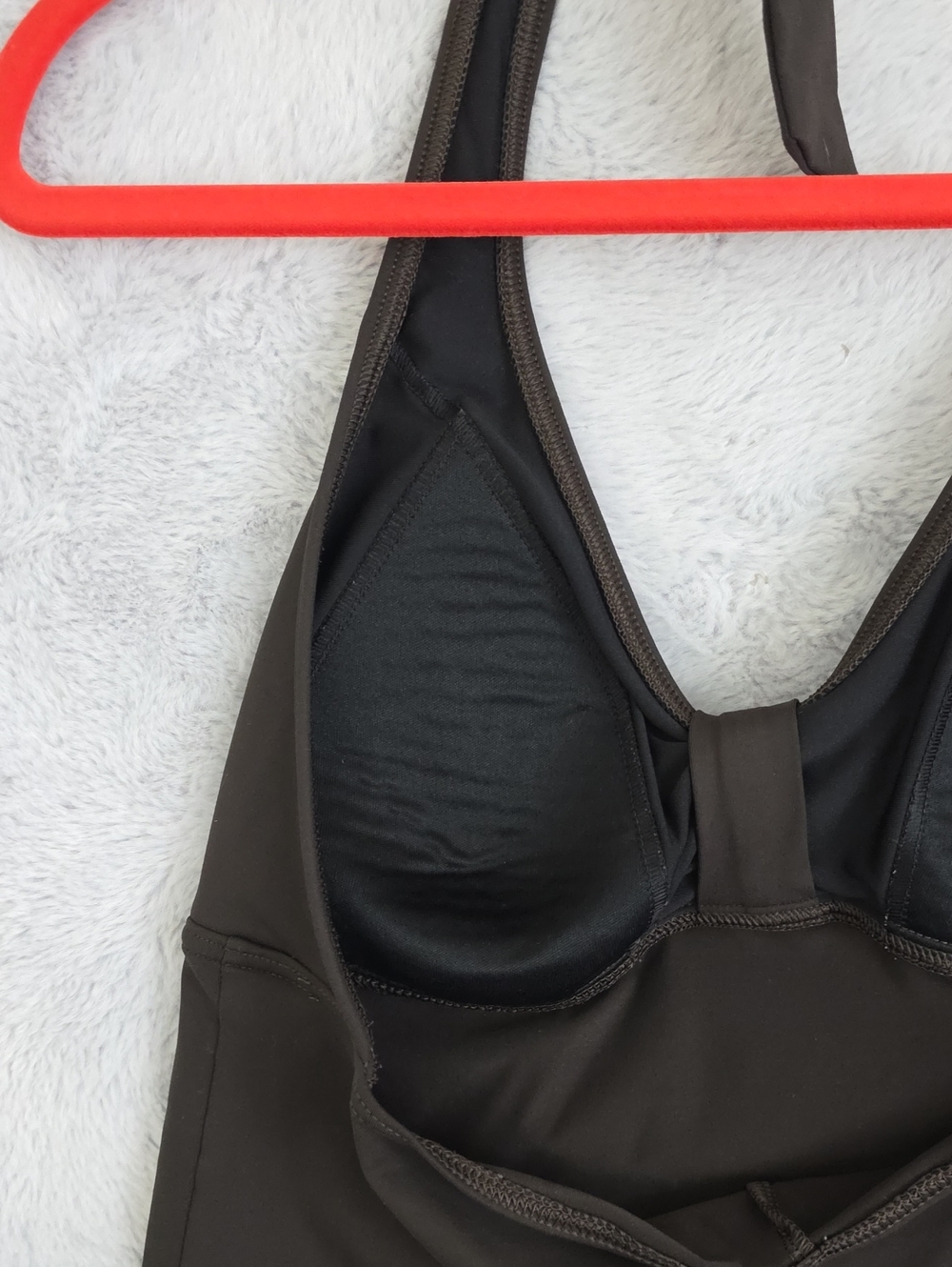 Lands' End Black Halter Tankini Swim Top Size 10 Shelf Bra Tummy Control - Picture 5 of 6